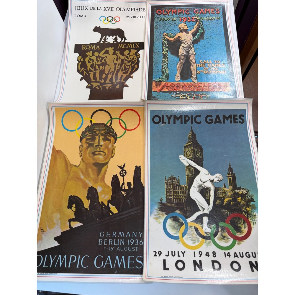 Vintage Olympic Games Poster Placemat Set of 4 Antik Print Amsterdam 1932-1972